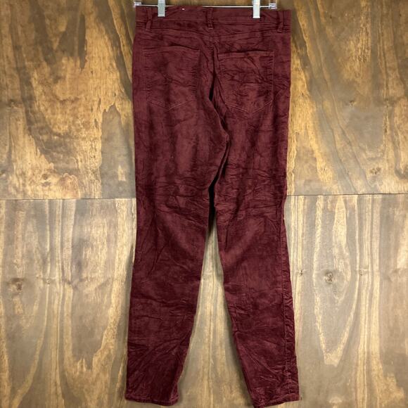 LOFT Womens Pants Maroon Velvet High Rise Slim Straight Stretch 6/28 - Picture 10 of 12